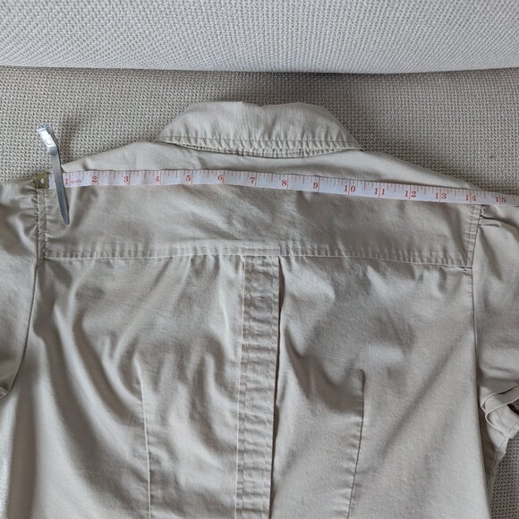 *2/$20* beige short sleeve button-up shirt, Size S - Picture 7 of 11